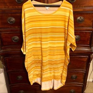 Honey-striped gold Lularoe Irma XL